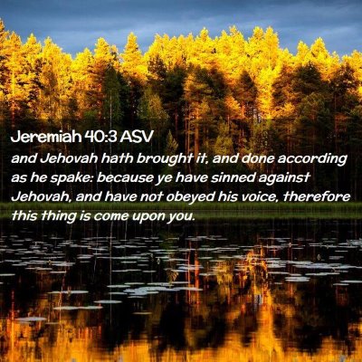 Picture 02 - Jeremiah 40:3 ASV - and Jehovah hath brought it, and done according - Bible Verse Picture