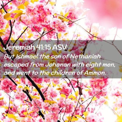 Picture 02 - Jeremiah 41:15 ASV - But Ishmael the son of Nethaniah escaped from - Bible Verse Picture