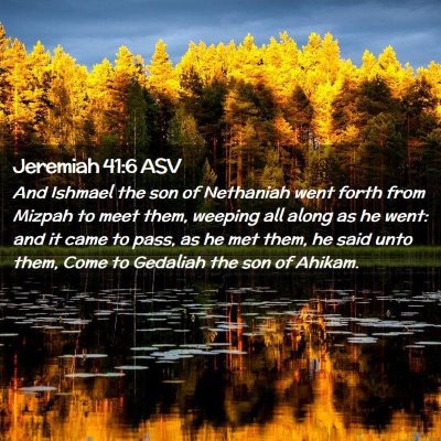 Picture 02 - Jeremiah 41:6 ASV - And Ishmael the son of Nethaniah went forth from - Bible Verse Picture