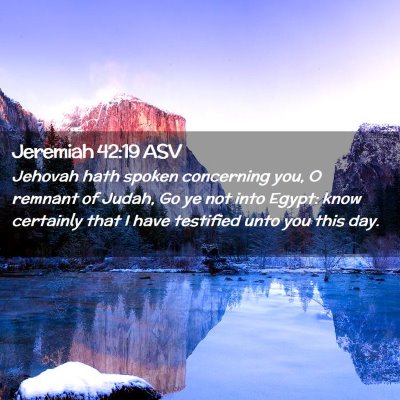 Picture 02 - Jeremiah 42:19 ASV - Jehovah hath spoken concerning you, O remnant of - Bible Verse Picture