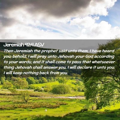 Picture 02 - Jeremiah 42:4 ASV - Then Jeremiah the prophet said unto them, I have - Bible Verse Picture