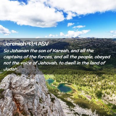 Picture 02 - Jeremiah 43:4 ASV - So Johanan the son of Kareah, and all the - Bible Verse Picture