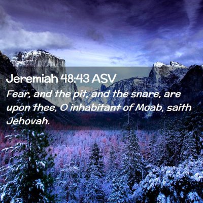 Picture 02 - Jeremiah 48:43 ASV - Fear, and the pit, and the snare, are upon thee, - Bible Verse Picture
