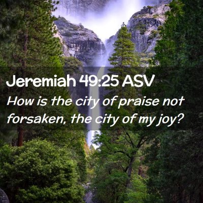 Picture 02 - Jeremiah 49:25 ASV - How is the city of praise not forsaken, the city - Bible Verse Picture