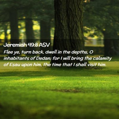 Picture 02 - Jeremiah 49:8 ASV - Flee ye, turn back, dwell in the depths, O - Bible Verse Picture