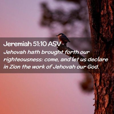 Picture 02 - Jeremiah 51:10 ASV - Jehovah hath brought forth our righteousness: - Bible Verse Picture