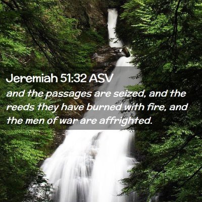 Picture 02 - Jeremiah 51:32 ASV - and the passages are seized, and the reeds they - Bible Verse Picture