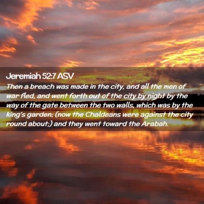 Picture 02 - Jeremiah 52:7 ASV - Then a breach was made in the city, and all the - Bible Verse Picture