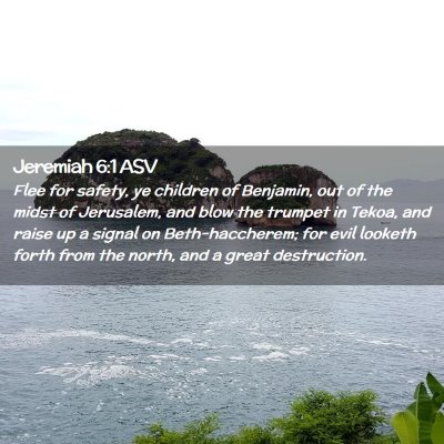 Picture 02 - Jeremiah 6:1 ASV - Flee for safety, ye children of Benjamin, out of - Bible Verse Picture
