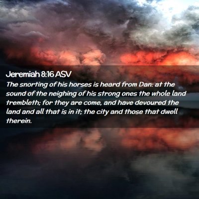 Picture 02 - Jeremiah 8:16 ASV - The snorting of his horses is heard from Dan: at - Bible Verse Picture