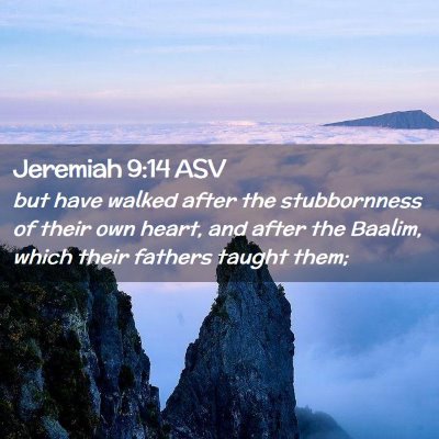 Picture 02 - Jeremiah 9:14 ASV - but have walked after the stubbornness of their - Bible Verse Picture