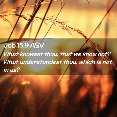 Picture 02 - Job 15:9 ASV - What knowest thou, that we know not? What - Bible Verse Picture