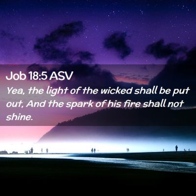 Picture 02 - Job 18:5 ASV - Yea, the light of the wicked shall be put out, - Bible Verse Picture