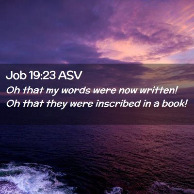 Picture 02 - Job 19:23 ASV - Oh that my words were now written! Oh that they - Bible Verse Picture