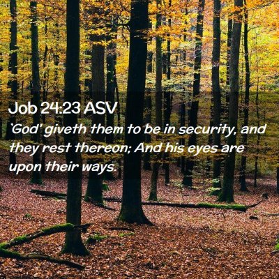 Picture 02 - Job 24:23 ASV - `God' giveth them to be in security, and they - Bible Verse Picture