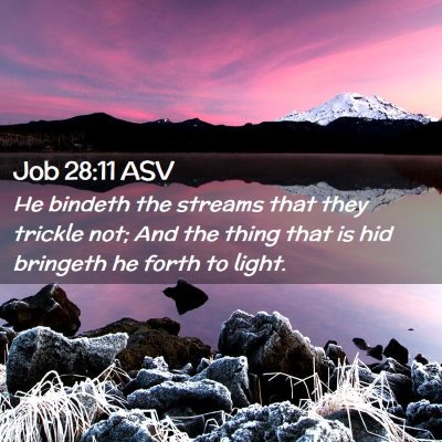 Picture 02 - Job 28:11 ASV - He bindeth the streams that they trickle not; And - Bible Verse Picture