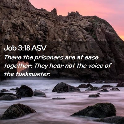 Picture 02 - Job 3:18 ASV - There the prisoners are at ease together; They - Bible Verse Picture