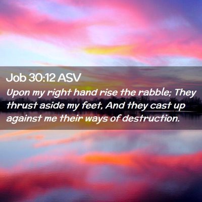 Picture 02 - Job 30:12 ASV - Upon my right hand rise the rabble; They thrust - Bible Verse Picture