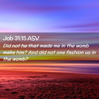 Picture 02 - Job 31:15 ASV - Did not he that made me in the womb make him? And - Bible Verse Picture