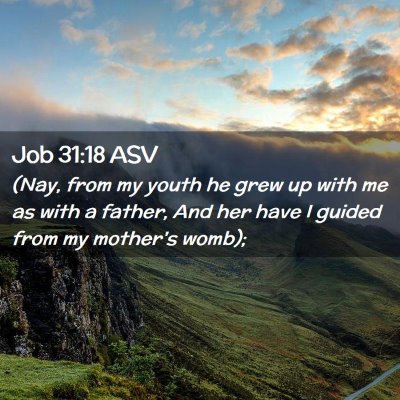 Picture 02 - Job 31:18 ASV - (Nay, from my youth he grew up with me as with a - Bible Verse Picture