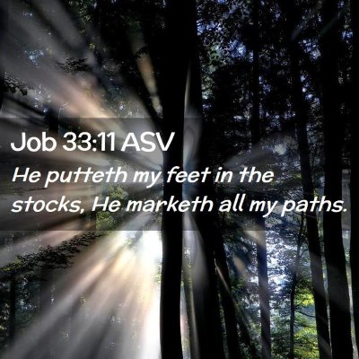 Picture 02 - Job 33:11 ASV - He putteth my feet in the stocks, He marketh all - Bible Verse Picture