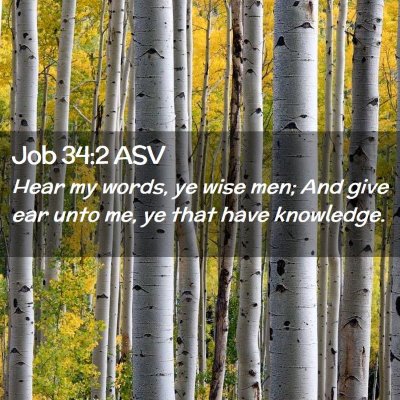 Picture 02 - Job 34:2 ASV - Hear my words, ye wise men; And give ear unto me, - Bible Verse Picture