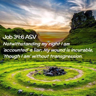 Picture 02 - Job 34:6 ASV - Notwithstanding my right I am `accounted' a liar; - Bible Verse Picture