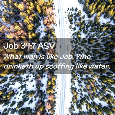 Picture 02 - Job 34:7 ASV - What man is like Job, Who drinketh up scoffing - Bible Verse Picture