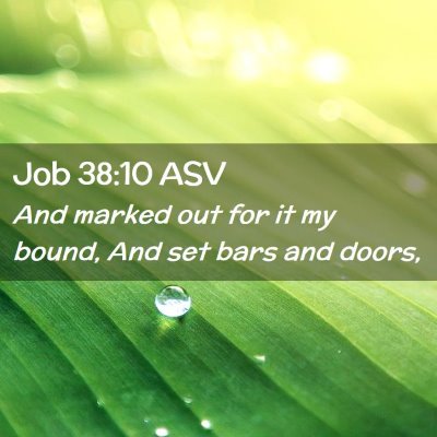 Picture 02 - Job 38:10 ASV - And marked out for it my bound, And set bars and - Bible Verse Picture