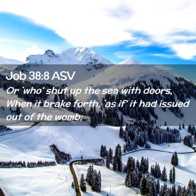 Picture 02 - Job 38:8 ASV - Or `who' shut up the sea with doors, When it - Bible Verse Picture