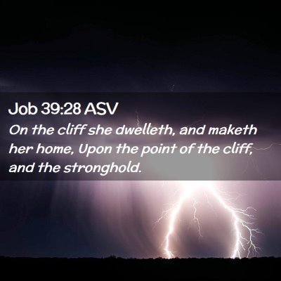 Picture 02 - Job 39:28 ASV - On the cliff she dwelleth, and maketh her home, - Bible Verse Picture
