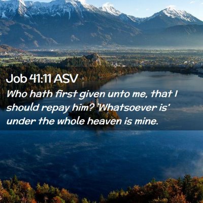 Picture 02 - Job 41:11 ASV - Who hath first given unto me, that I should repay - Bible Verse Picture