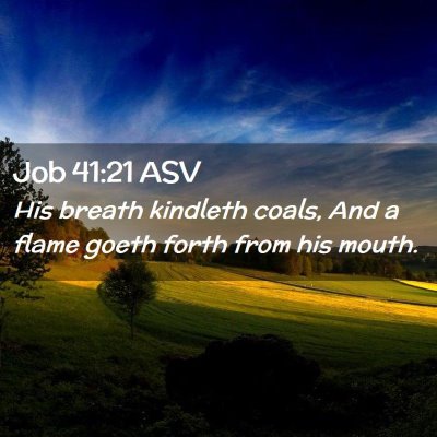 Picture 02 - Job 41:21 ASV - His breath kindleth coals, And a flame goeth - Bible Verse Picture