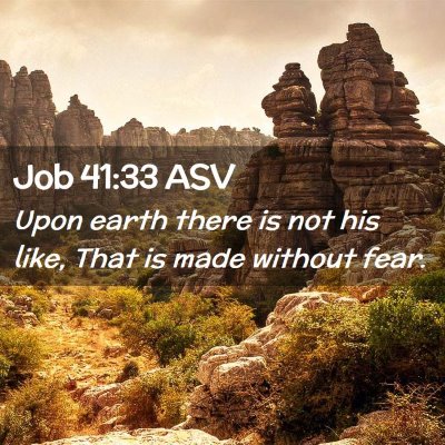 Picture 02 - Job 41:33 ASV - Upon earth there is not his like, That is made - Bible Verse Picture