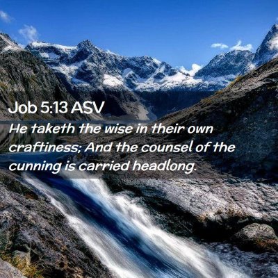 Picture 02 - Job 5:13 ASV - He taketh the wise in their own craftiness; And - Bible Verse Picture