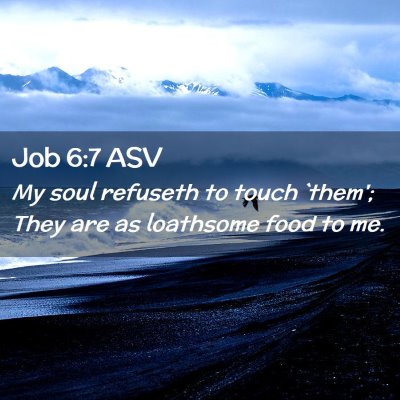 Picture 02 - Job 6:7 ASV - My soul refuseth to touch `them'; They are as - Bible Verse Picture