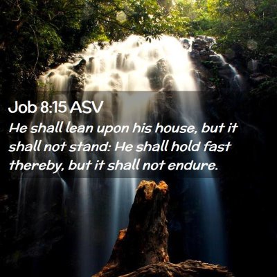 Picture 02 - Job 8:15 ASV - He shall lean upon his house, but it shall not - Bible Verse Picture