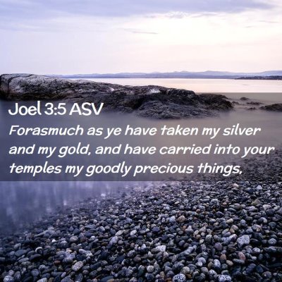 Picture 02 - Joel 3:5 ASV - Forasmuch as ye have taken my silver and my gold, - Bible Verse Picture