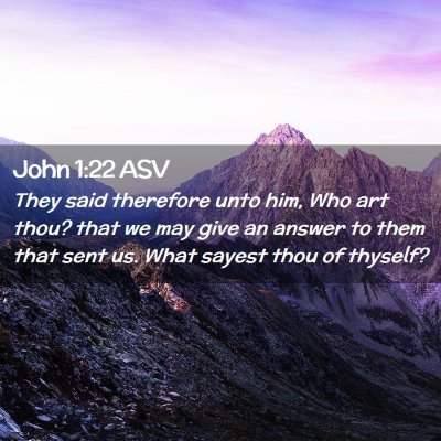 Picture 02 - John 1:22 ASV - They said therefore unto him, Who art thou? that - Bible Verse Picture