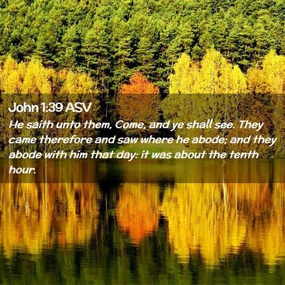 Picture 02 - John 1:39 ASV - He saith unto them, Come, and ye shall see. They - Bible Verse Picture