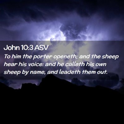 Picture 02 - John 10:3 ASV - To him the porter openeth; and the sheep hear his - Bible Verse Picture