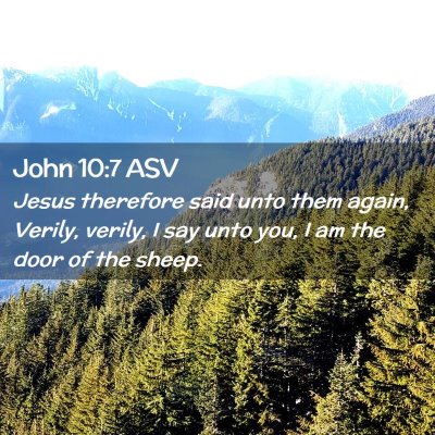 Picture 02 - John 10:7 ASV - Jesus therefore said unto them again, Verily, - Bible Verse Picture