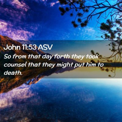 Picture 02 - John 11:53 ASV - So from that day forth they took counsel that - Bible Verse Picture