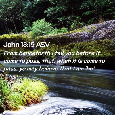 Picture 02 - John 13:19 ASV - From henceforth I tell you before it come to - Bible Verse Picture