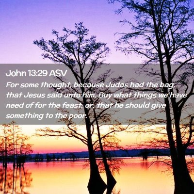 Picture 02 - John 13:29 ASV - For some thought, because Judas had the bag, that - Bible Verse Picture