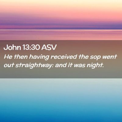 Picture 02 - John 13:30 ASV - He then having received the sop went out - Bible Verse Picture