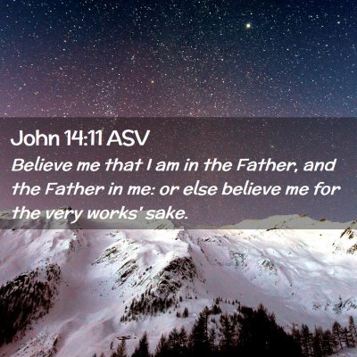 Picture 02 - John 14:11 ASV - Believe me that I am in the Father, and the - Bible Verse Picture