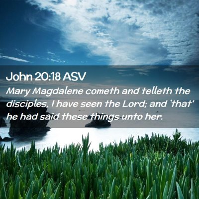 Picture 02 - John 20:18 ASV - Mary Magdalene cometh and telleth the disciples, - Bible Verse Picture