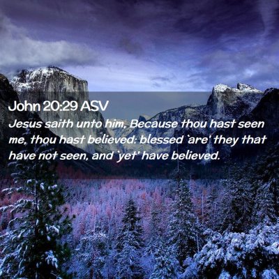 Picture 02 - John 20:29 ASV - Jesus saith unto him, Because thou hast seen me, - Bible Verse Picture