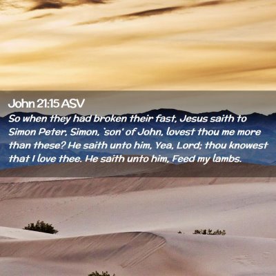 Picture 02 - John 21:15 ASV - So when they had broken their fast, Jesus saith - Bible Verse Picture
